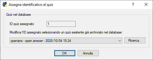 Assegnazione di un identificativo quiz
