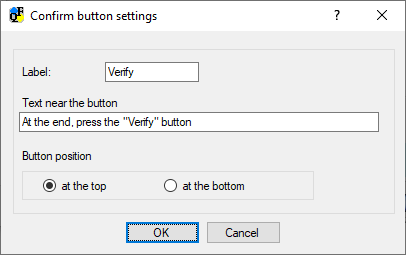 Settings of Verify button