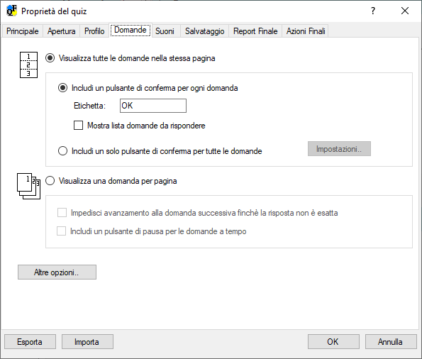 Visualizzazione domande