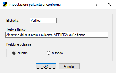 Impostazioni pulsante di conferma